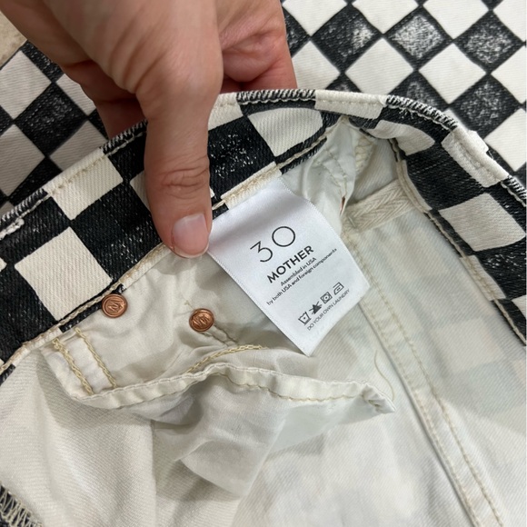 MOTHER Checkerboard Ankle Fray Pants - Black and White - Picture 14 of 14